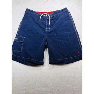 Polo Ralph Lauren Swimwear 2XL Vtg 90s Board Shorts Blue Embroidered Pony Retro